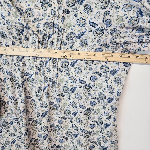 Rose + Olive Blouse Size 2X Floral Paisley Pleated Boho Peasant Artsy Office - Picture 7 of 9